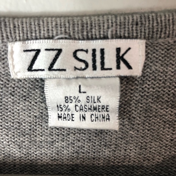 ZZ Silk Gray, Brown, Black Animal Print Silk/Cashmere Sweater Size Large - Picture 3 of 9